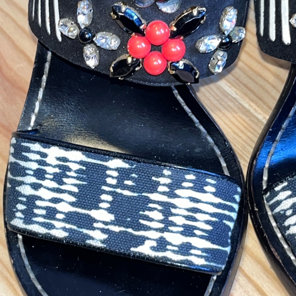 Louis Vuitton Embellished Suede and Leather Ankle Strap Sandals in Black Size 39 - Picture 4 of 11